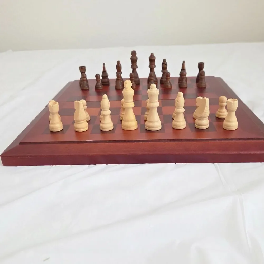 Cardinal Chess & Checkers Set Folding Board Wooden Pieces Complete Game